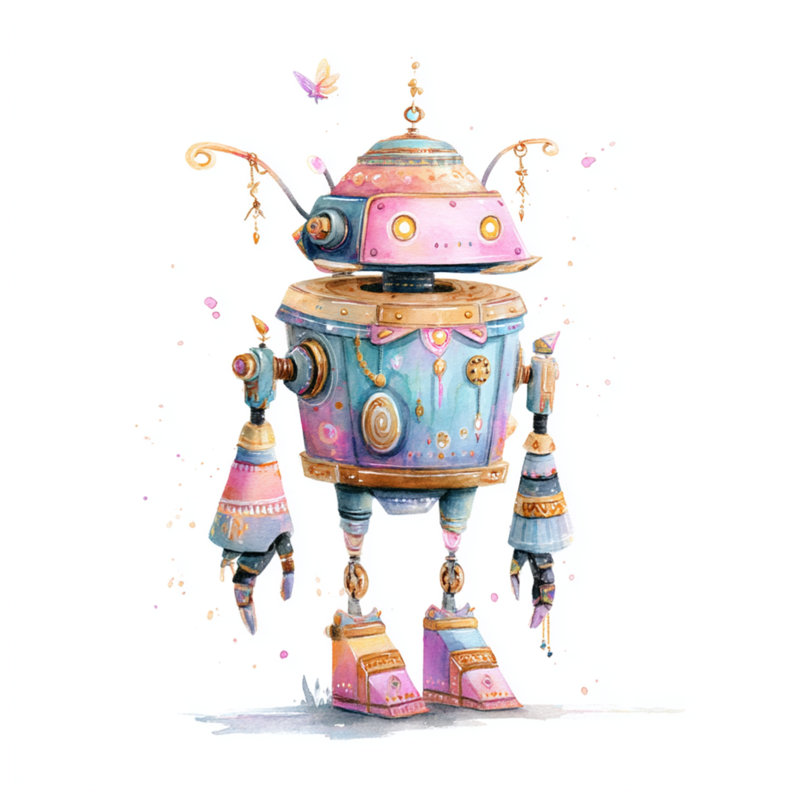 Housses de couette Whimsical Robot Illustration, Lit simple