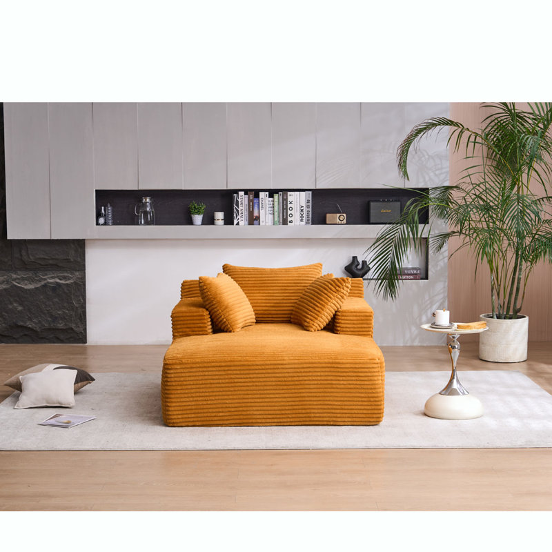 Chaise longue surdimensionnée, Velours côtelé orange