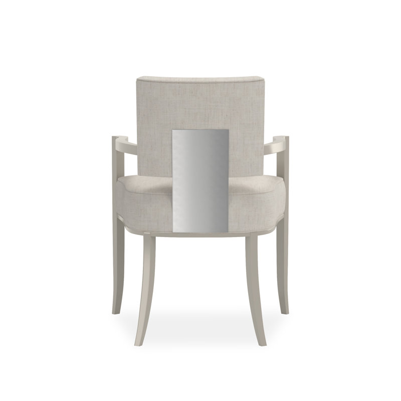 Caracole Classic Upholstered Arm Chair, Pearl/Chrome, Beige