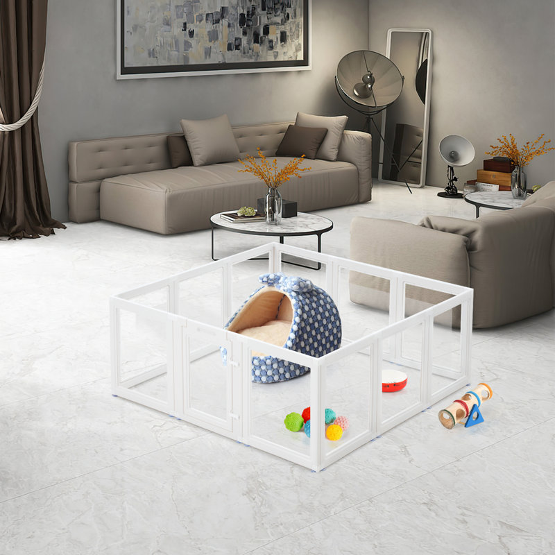 12-panel Pet Pet Pen With Door, Clear Puppy Playpen, Pet Playpen For Cats, Dogs, Rabbits And Other Small Animals