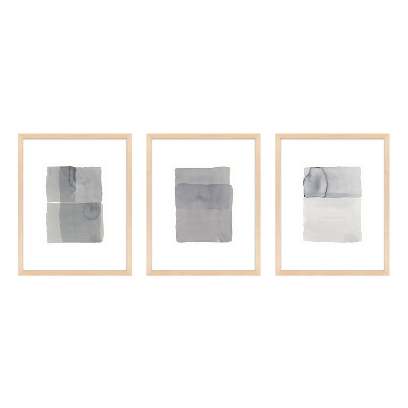 Gray On Gray Set Of 3 Print by Jacques Pilon, Maple Wood, 30" H x 24" W