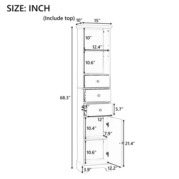 Lark Manor™ White Tall Bathroom Cabinet, Freestanding Storage Cabinet ...