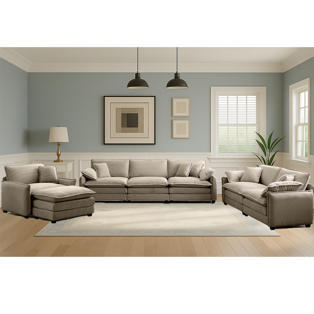 Jasmin 4 - Piece Corduroy Living Room Set