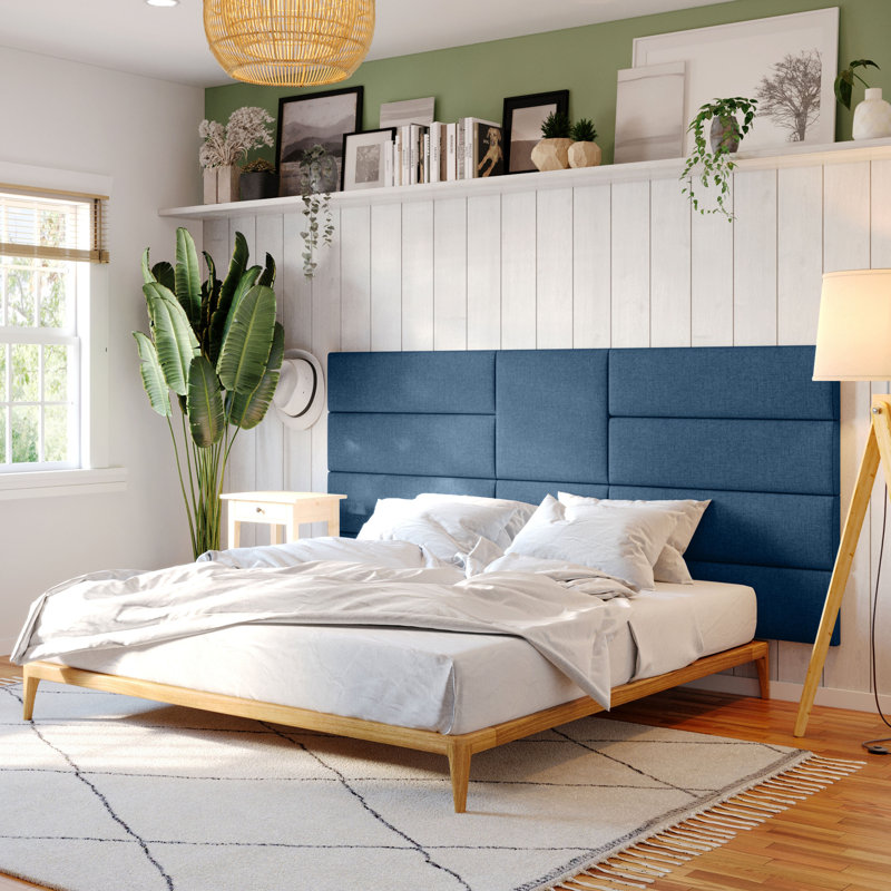 Panelist Modern Padded Headboard – Wyma Configuration Giant Headboard Panels, Blue