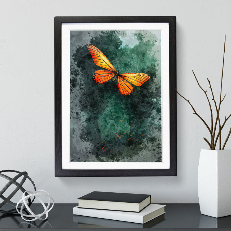 Butterfly In Watercolour No.2 - Painting, Black Framed, White, 66cm H x 48cm W x 2cm D