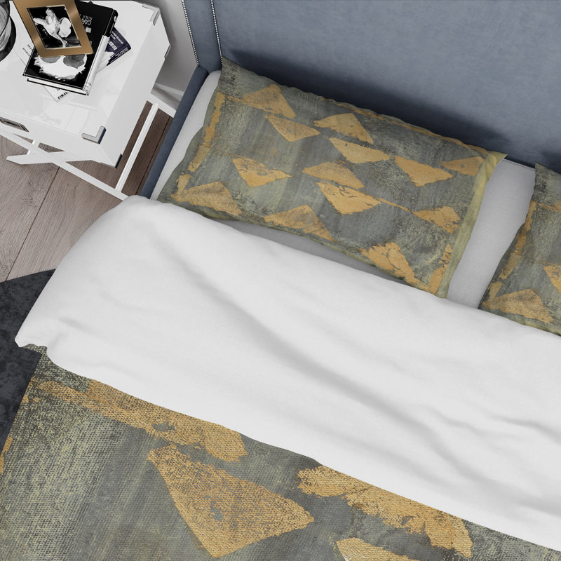 Glam Metallic Form I - Ensemble de housse de couette moderne et transitionnel - Microfibre de polyester