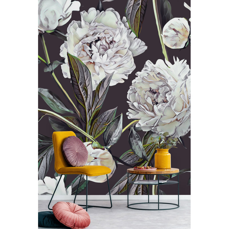 Panneau mural 4 pièces pivoines Kittanning, L 8,33 pi x l 100 po