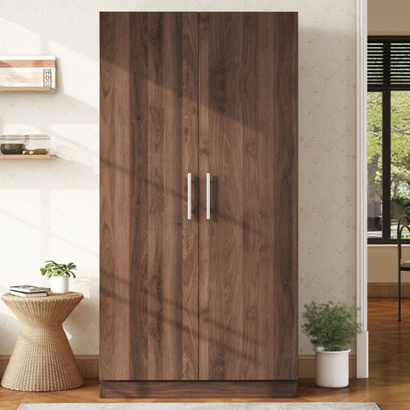 Armoire-penderie 2 portes en bois avec 3 tablettes de rangement