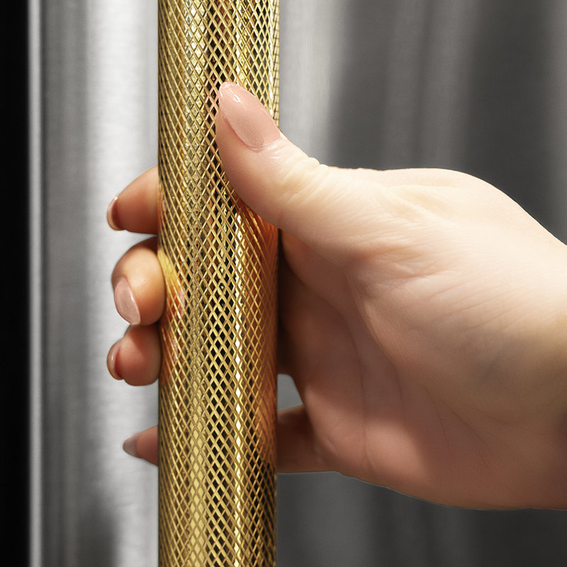ZLINE Autograph 30 in. Built-In Refrigerator w/ Gray Interior and Polished Gold Helix Handles, Gold