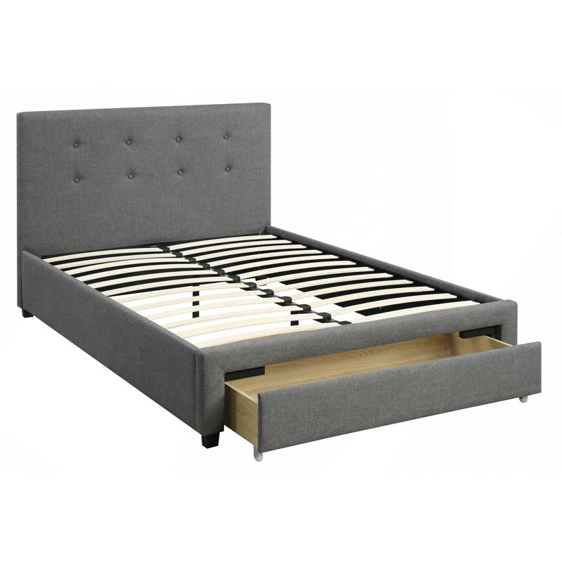 Lit de chambre à coucher capitonné 1pc, Noir/gris, Bois massif / bois manufacturé