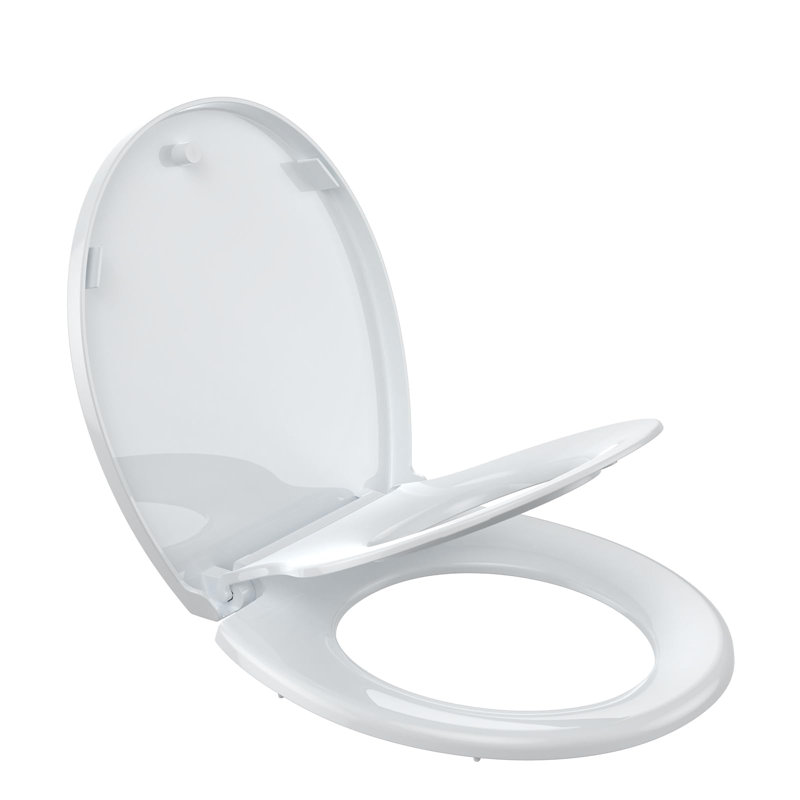 Siège de toilette, siège de toilette rond avec fermeture silencieuse et quincaillerie à fixation rapide avec pare-chocs serrés