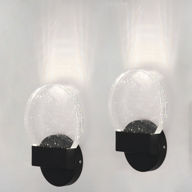 Appliques murales DEL encastrées à bulles en cristal (ensemble de 2), Noir