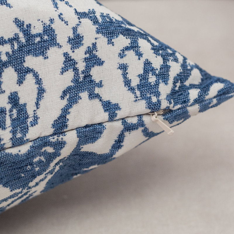 Damask Chenille Throw Pillow, Blue