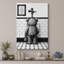 Tableau humoristique avec un ours en peluche et une citation pour les toilettes, images de salle de bain, impression giclée sur toile-134328329-134328335