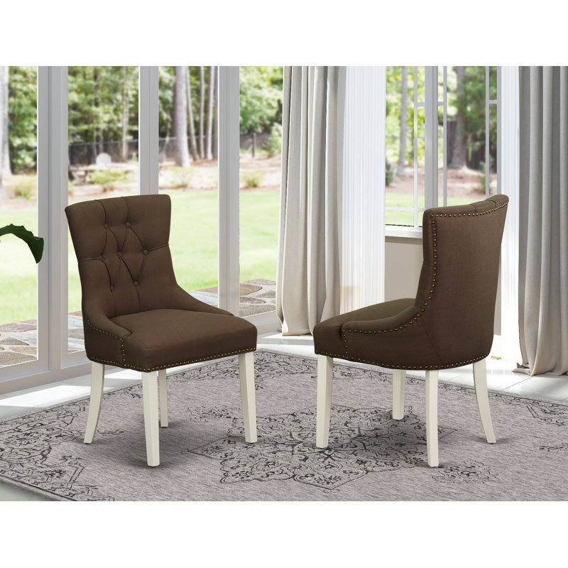 Chaise parsons rembourrée Spinney, Chocolat, Blanc