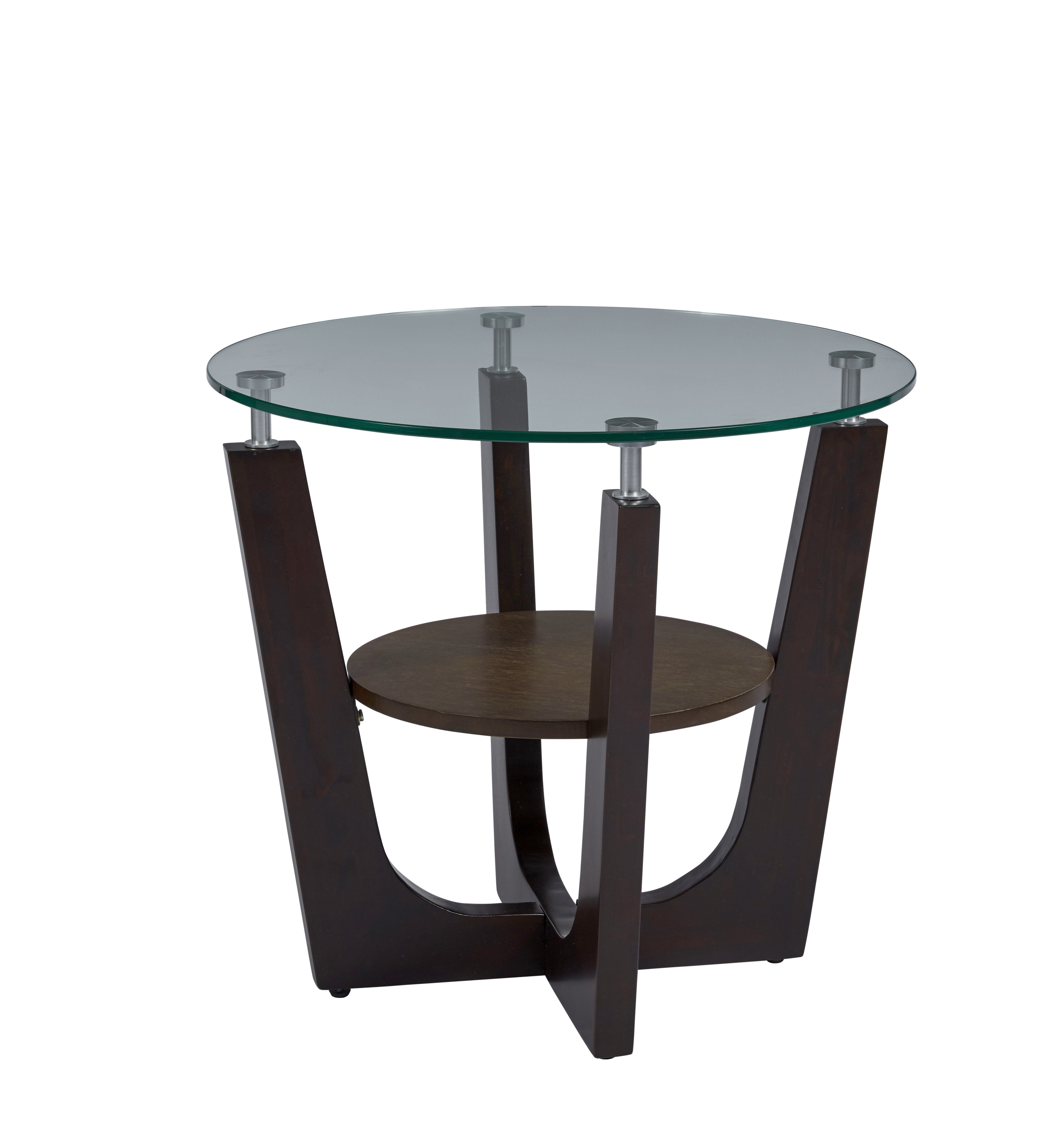 Latitude Run® Ayliana Glass Top Cross Legs End Table with Storage