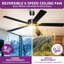 Ventilateurs de plafond de 42 pouces avec lumières et télécommande, conception en cristal-741329063
