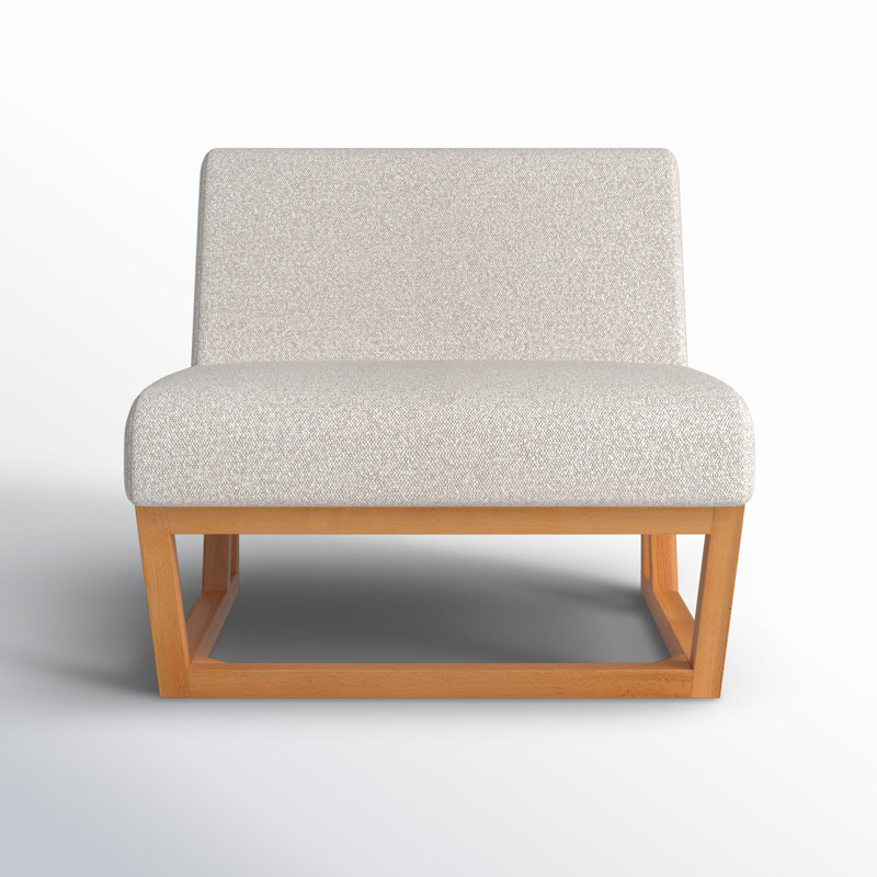 Upholstered Slipper Chair, Natural, Cream Boucle