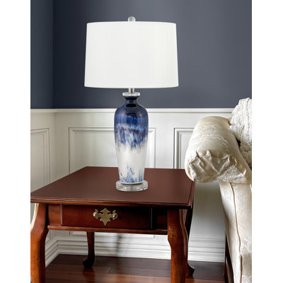 Sabbia 28 in. Blue and White Table Lamp