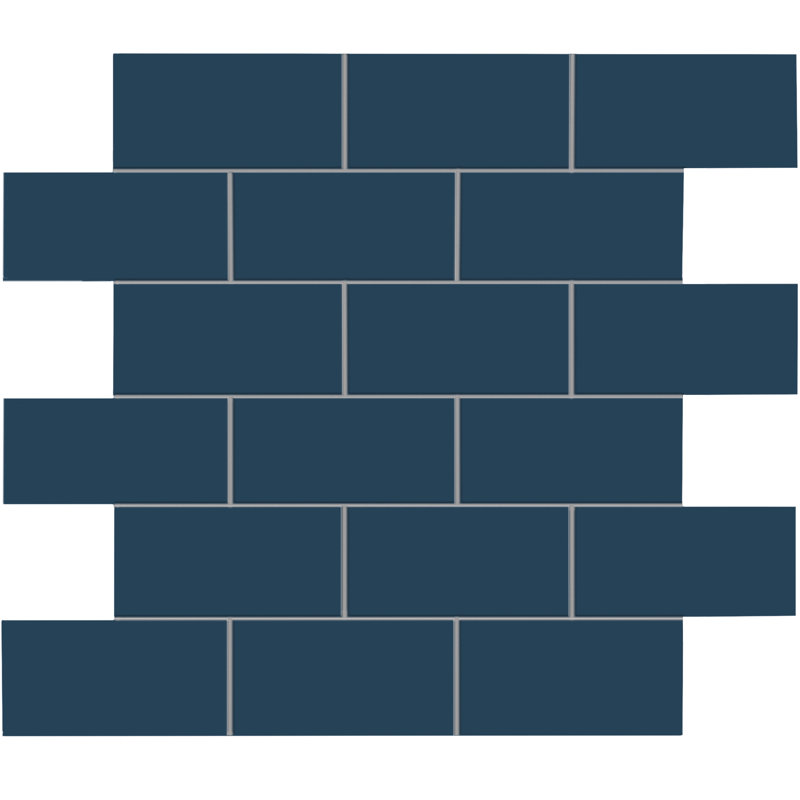 True Story 2'' W x 4'' L Porcelain Throughbody Tile Brick Mosaic Sheet, Navy