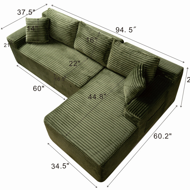 Canapé modulaire 94,5 po Cloud, Green