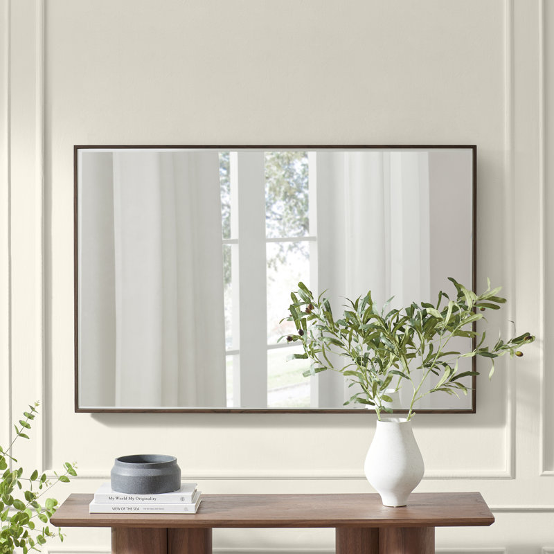 Struan Wooden Rectangle Full Length Bedroom Hallway Mirror - Scandi Elegant Style, 120 cm H x 80 cm W, Walnut