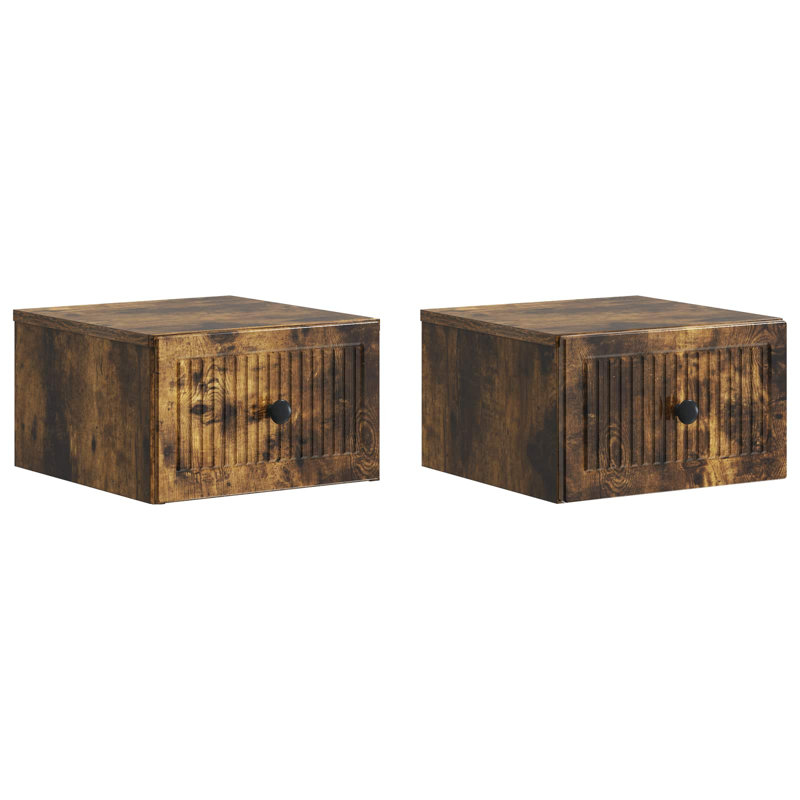 33cm W Manufactured Wood Bedside Table, Smoked Oak