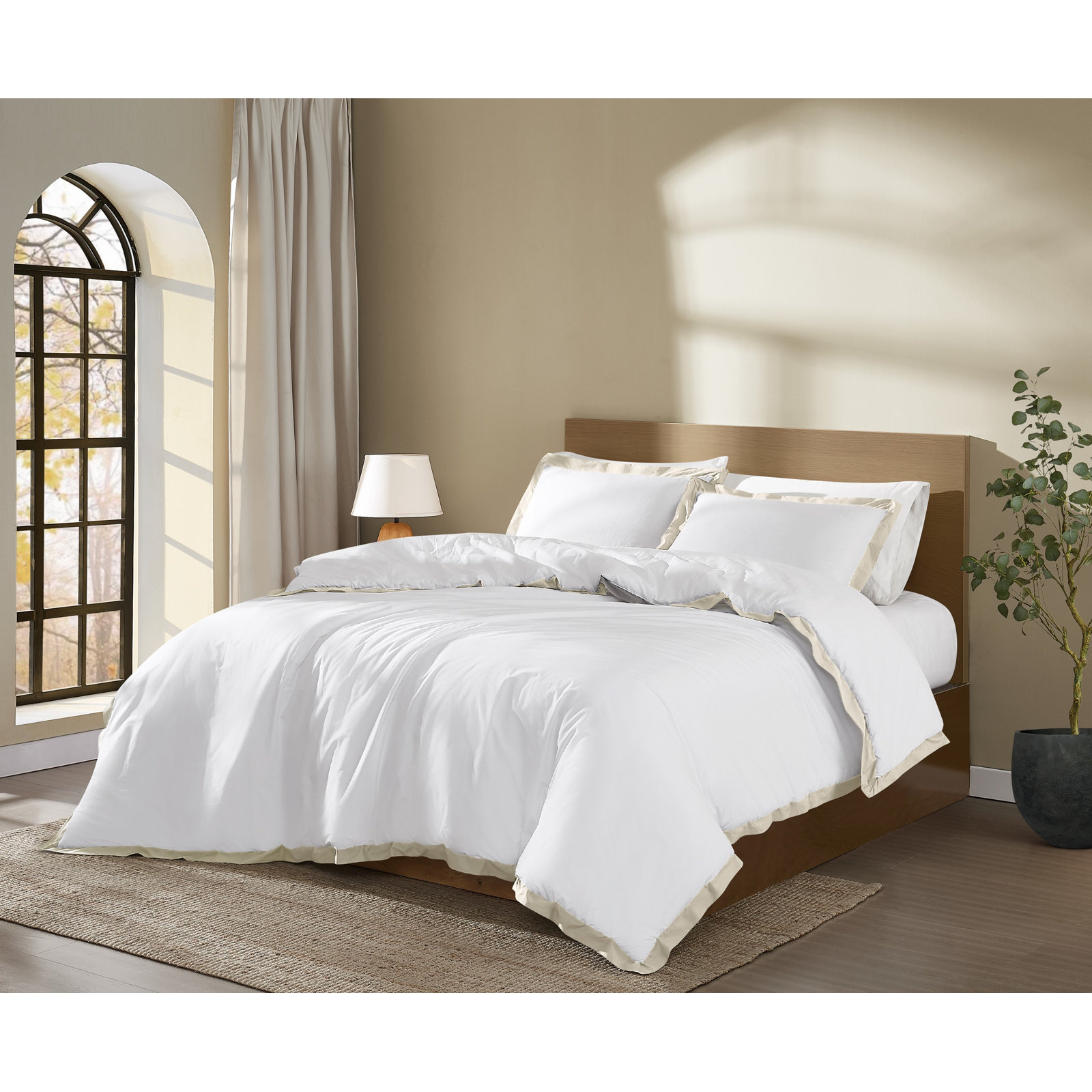 Cotton Duvet Cover Set, Queen, White/Chalk