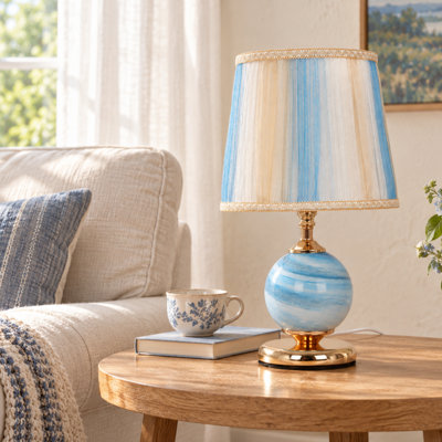 Lampe de chevet en verre bleu 16 po