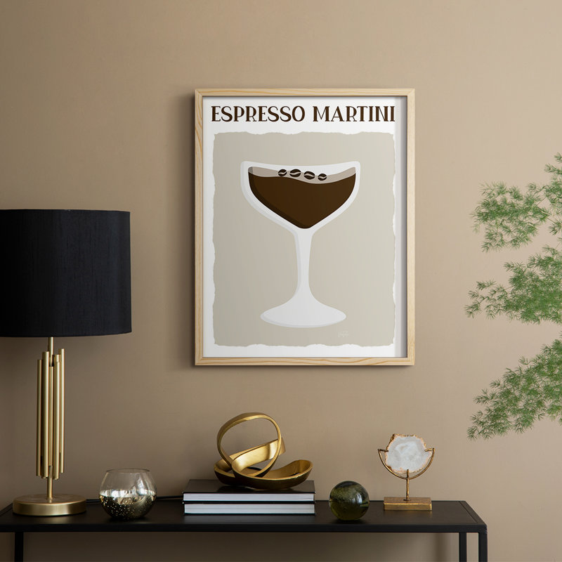 Espresso Martini, reproduction encadrée - bois massif, Naturel, H 11 po x l 9 po