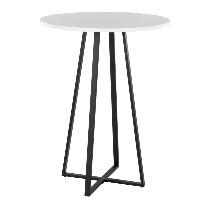 Table de bar et de comptoir Rayna, Noir, noir, noir, noir, 36", Blanc