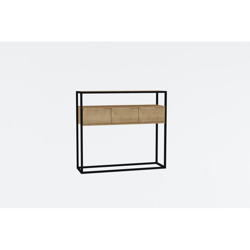 Modern Sapphire Console Table, 35.4 x 27.6 x 13.4 inches | 100% Melamine Coated Particle Board, Thickness: 0.7 inches | Push to Open Doors, Ideal for Industrial & Contemporary Spaces, Stylish & Functional Design