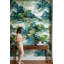 Papier peint traditionnel paysage verdoyant d'inspiration asiatique