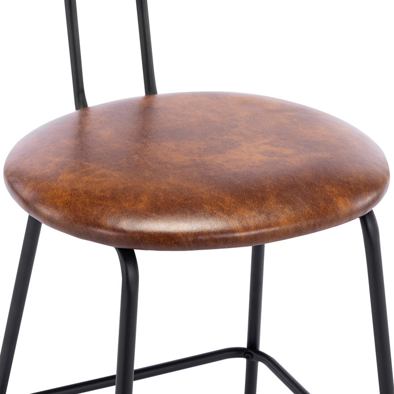 Ailene 24'' Mid Century Modern Metal Frame Rattan Back Counter Stool, Yellow/Brown