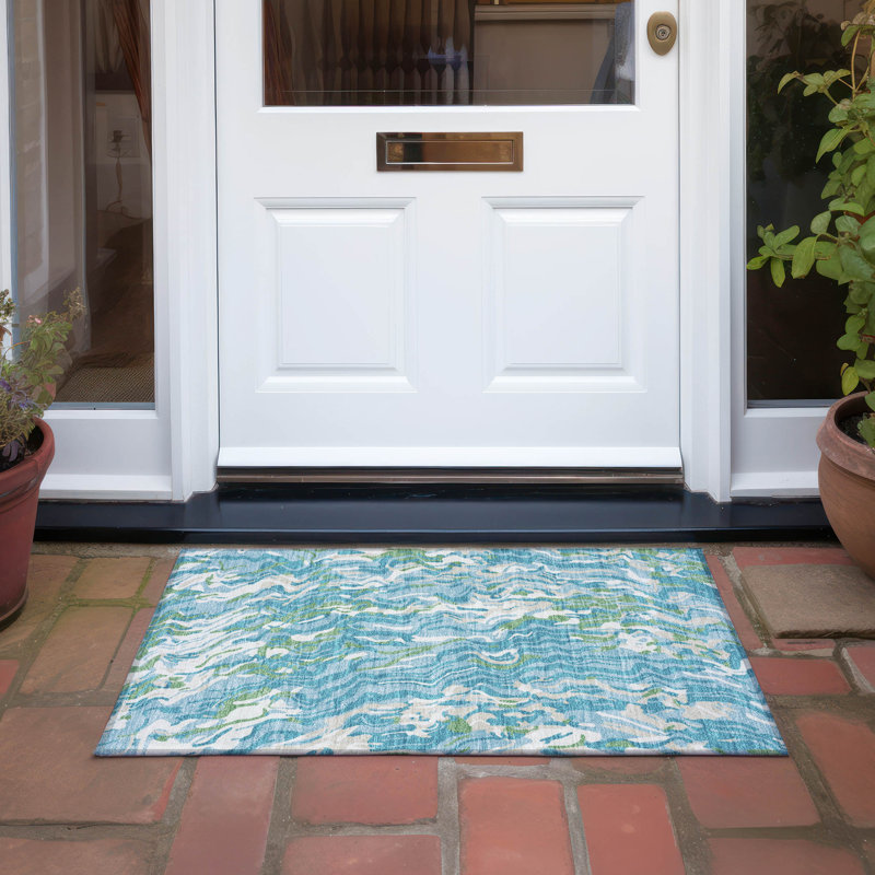 Tapis beige intérieur / extérieur lavable à la machine Chayden ACN1038, Rectangle 1 pi 8 po x 2 pi 6 po