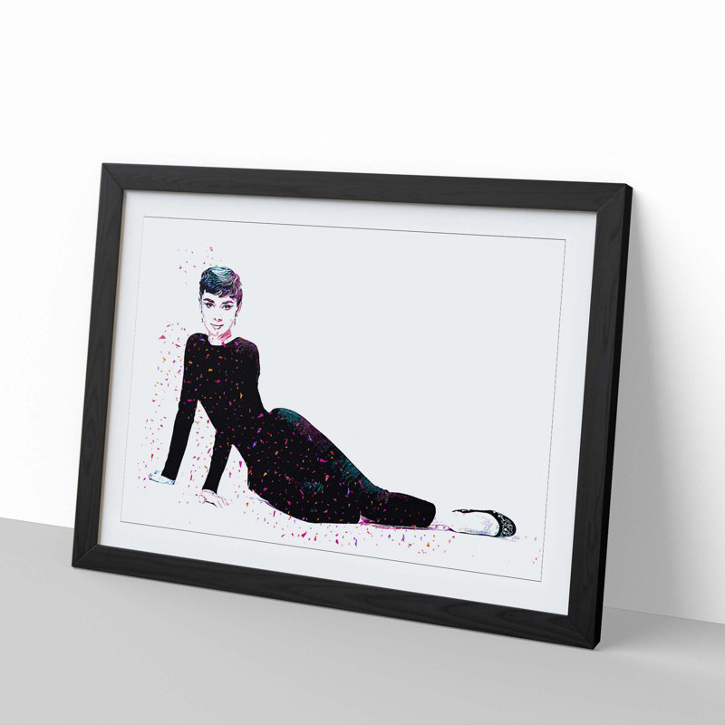 Audrey Hepburn in Abstract - Framed Print, 48cm H x 65cm W x 2cm D, Black Framed