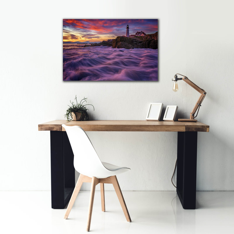 «Late Summer Morn At Portland Head» par Rick Berk, art mural sur toile, H 26 po x l 40 po x P 1,5 po