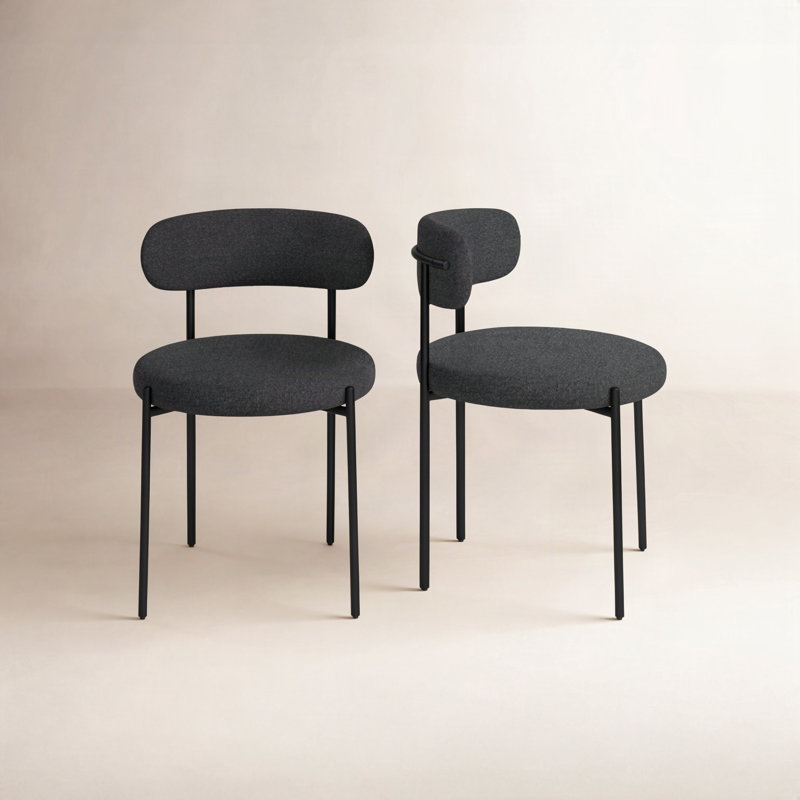 Chaise d'appoint Sherwood, Bouclé noir, Noir mat