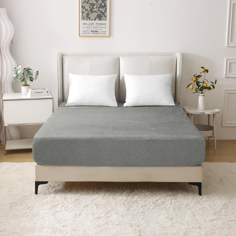 Sherlynn Cotton Blend Jersey Fitted Sheet - Ultrasoft, Perfect Fit, Breathable and Durable, Grey, Double (4'6)
