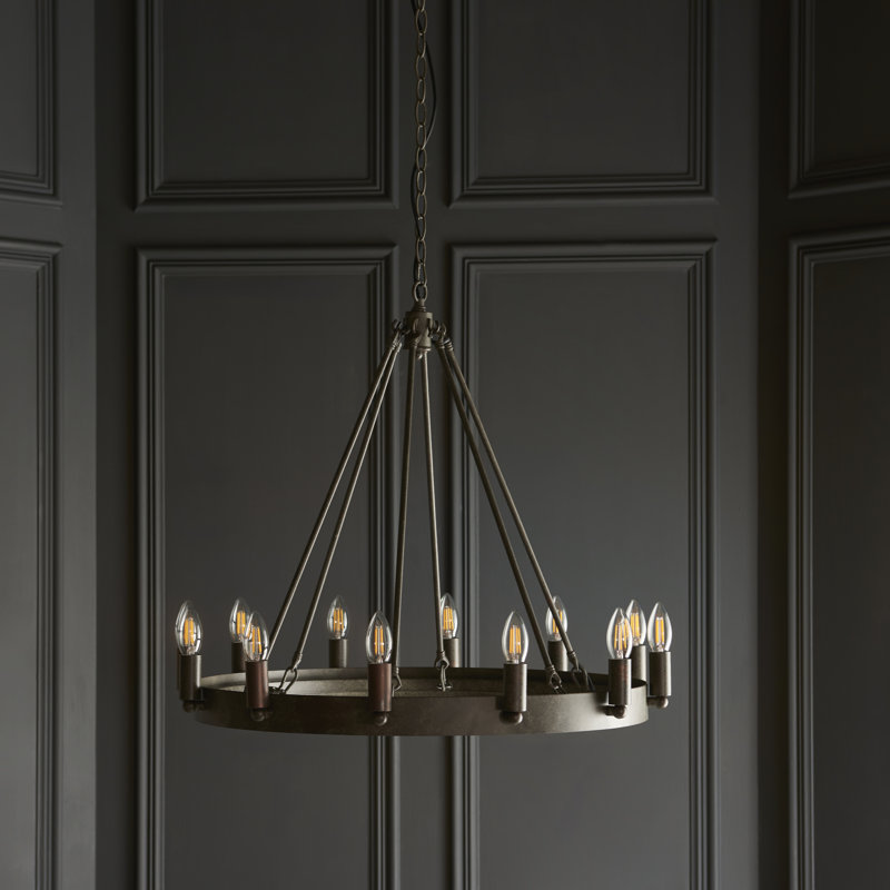 Dunstable 12 - Light Waggon Wheel Chandelier