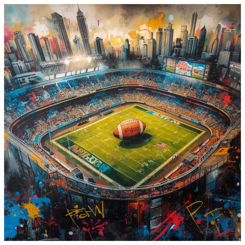 Couvertures Cityscape Football Stadium, L 60 po x H 80 po