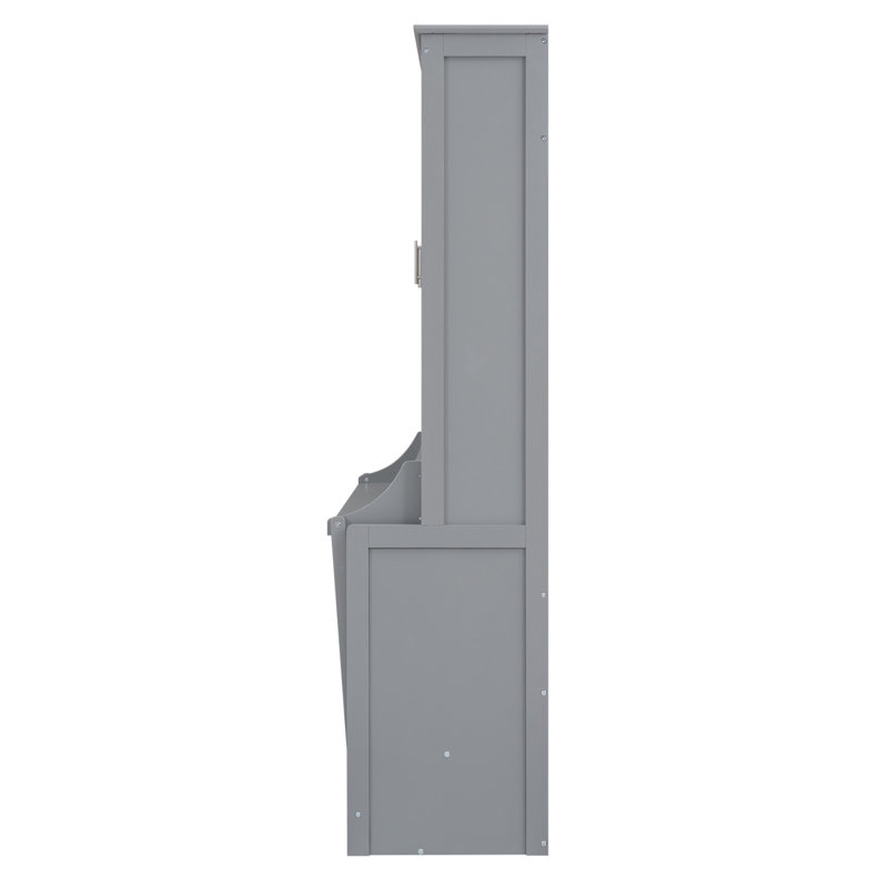 Grand lit escamotable avec tablette, gris