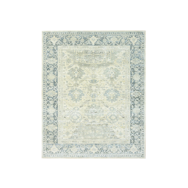 Tapis gris en laine nouée à la main 8 pi x 9 pi 10 po de style Oushak 83EDC045D7134B04BEE28C83F1057EDD