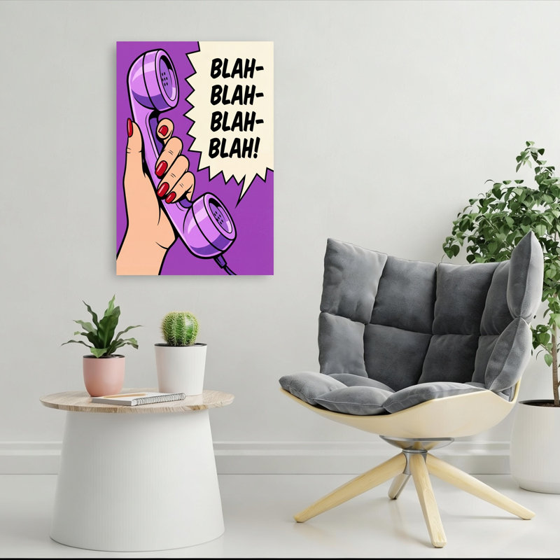 Blah Blah, téléphone rétro, impression d'art rétro violet, 36" H x 24" W