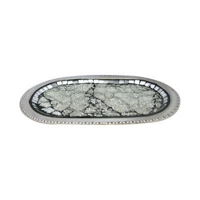 Decorative Tray | Stainless Steel Storage Organizer Tray for Bathroom Vanity Countertops, Closets | Ice Mosaic Finish