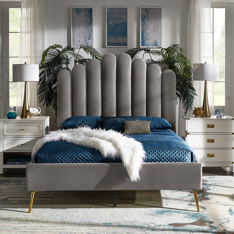 Vilkina Upholstered Metal Platform Bed, Queen 88.5"(W) x 66.0"(D) x 60.0"(H)