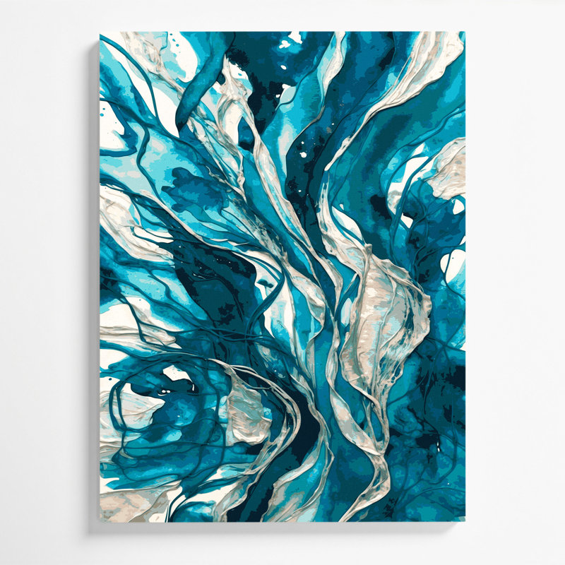 Aquarelle abstraite 78, art mural sur toile verte, H 18 po x l 12 po