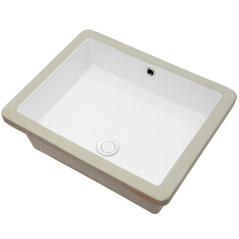 Generous Ceramic Sink - Rectangular Undermount For Bathroom Version, 20"