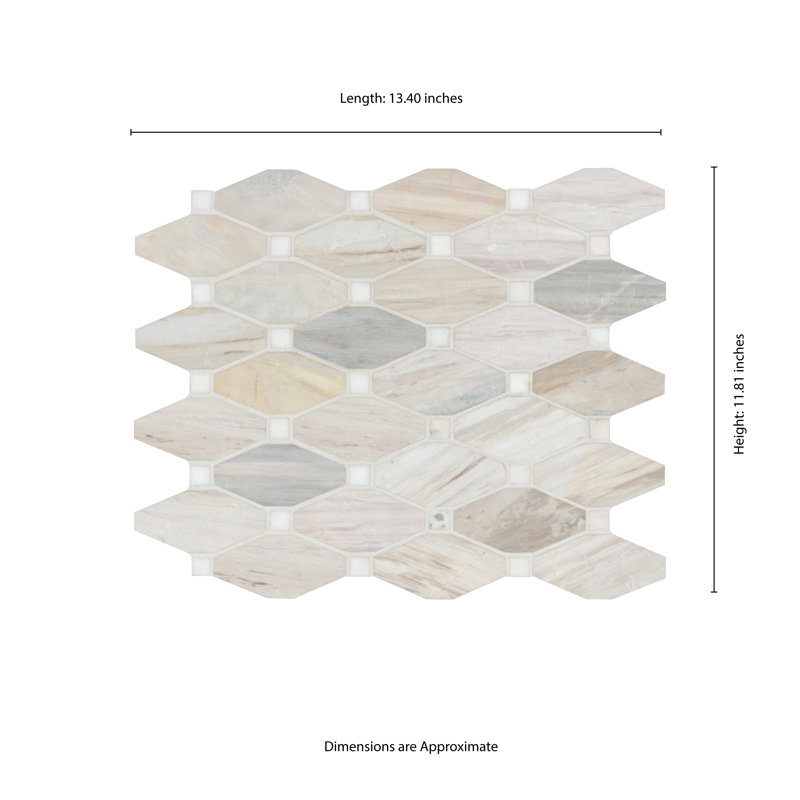 Auralie Octagon 12 in. x 13 in. Polished Marble Mosaic Floor and Wall Tile