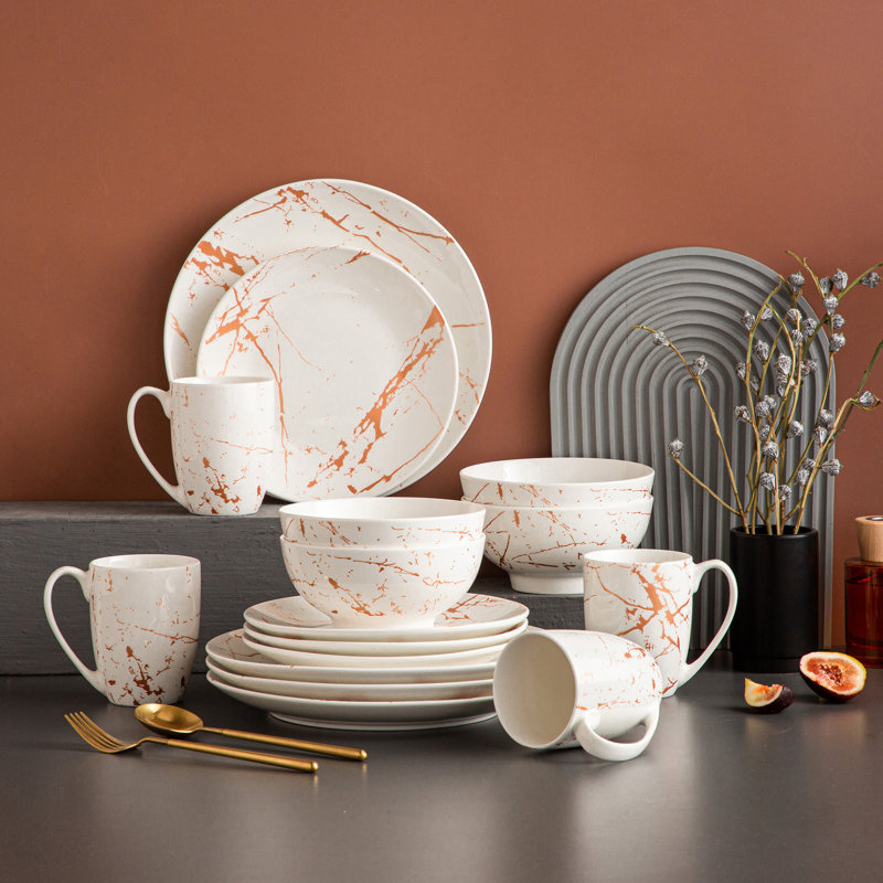 Piece Porcelain China Dinnerware Set - Service for 4, White